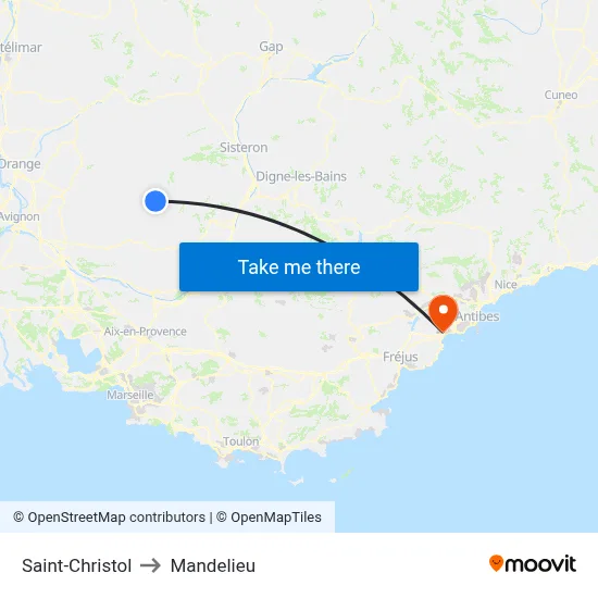 Saint-Christol to Mandelieu map