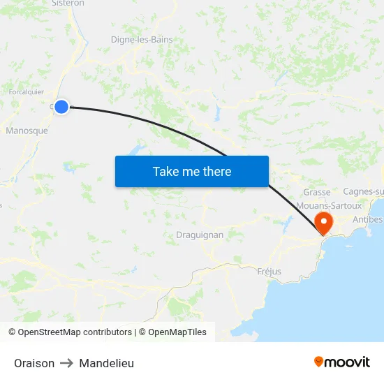 Oraison to Mandelieu map
