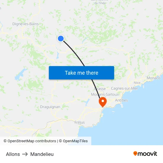 Allons to Mandelieu map
