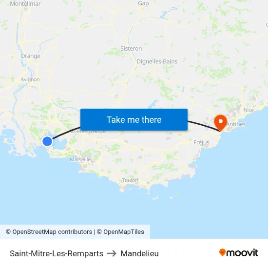 Saint-Mitre-Les-Remparts to Mandelieu map