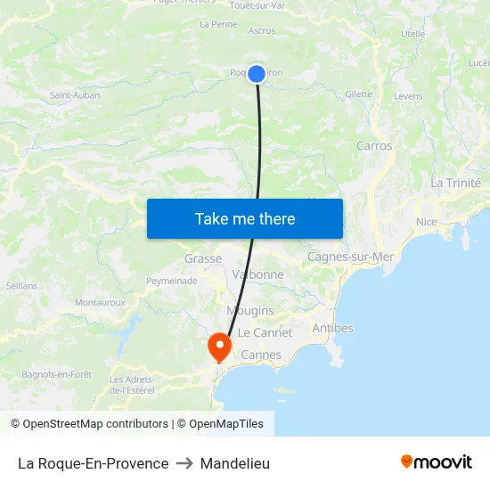 La Roque-En-Provence to Mandelieu map