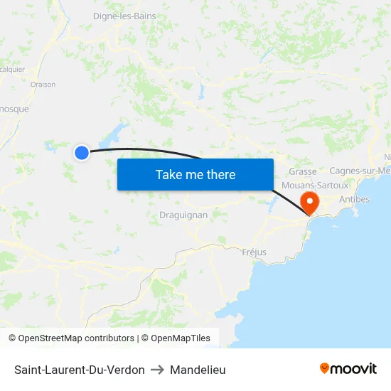 Saint-Laurent-Du-Verdon to Mandelieu map
