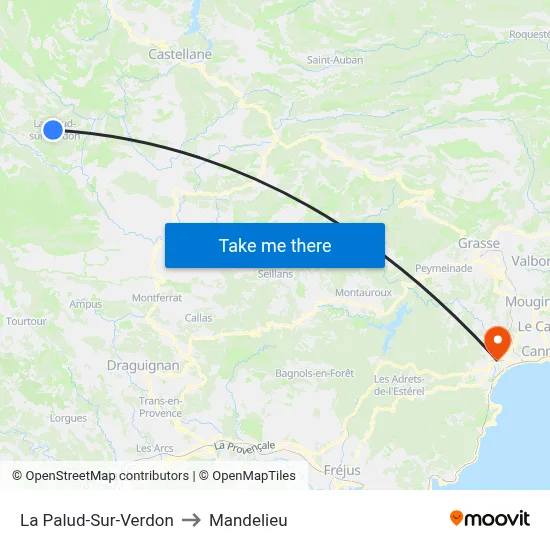 La Palud-Sur-Verdon to Mandelieu map