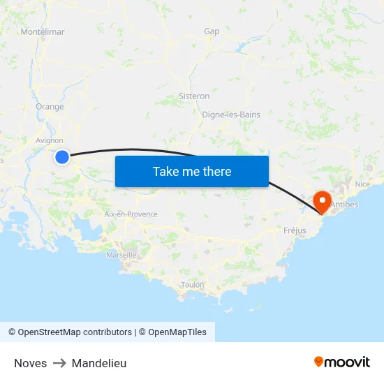 Noves to Mandelieu map