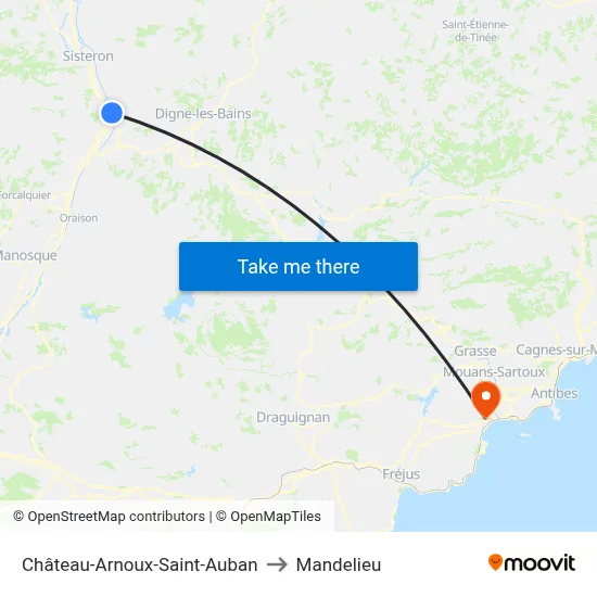 Château-Arnoux-Saint-Auban to Mandelieu map