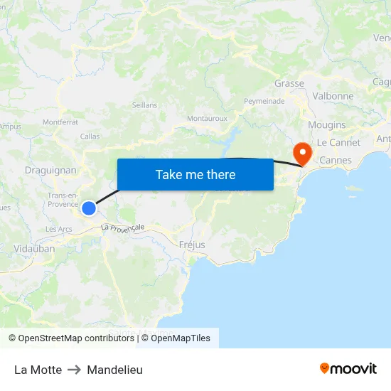 La Motte to Mandelieu map