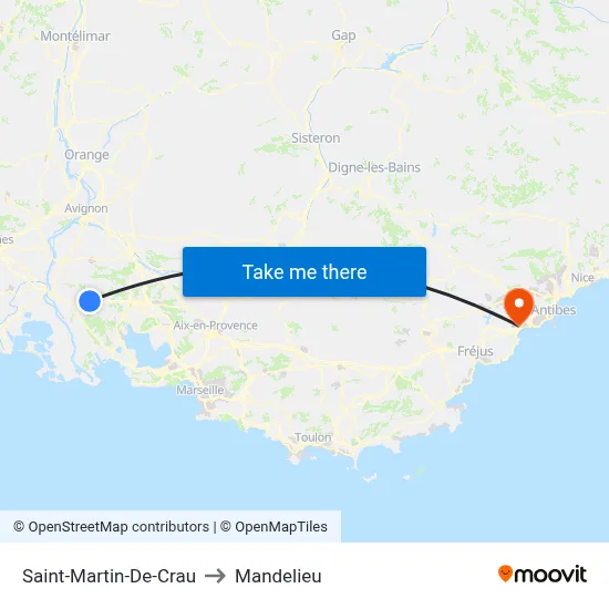 Saint-Martin-De-Crau to Mandelieu map