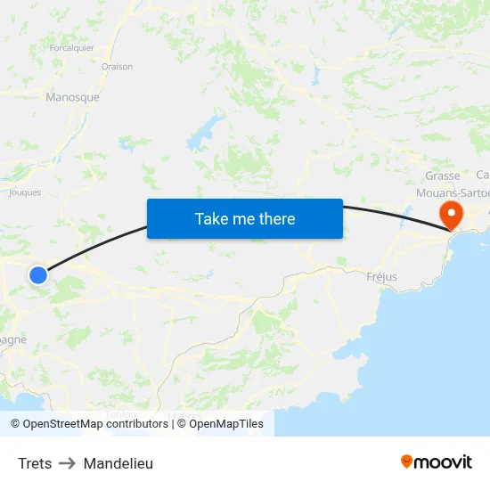 Trets to Mandelieu map