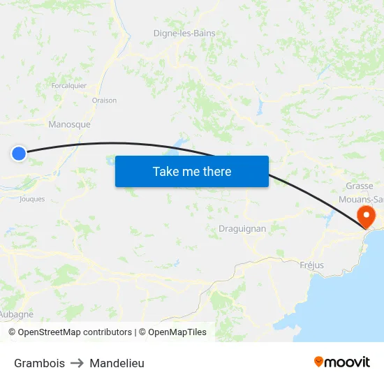 Grambois to Mandelieu map