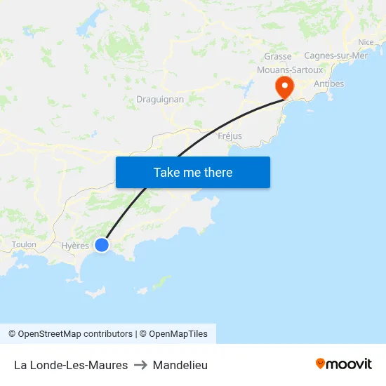 La Londe-Les-Maures to Mandelieu map