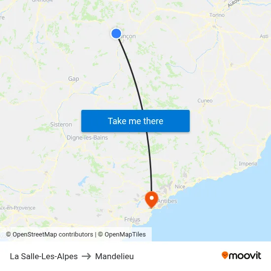 La Salle-Les-Alpes to Mandelieu map
