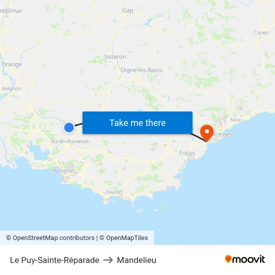 Le Puy-Sainte-Réparade to Mandelieu map