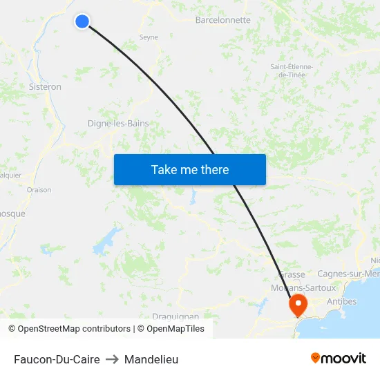 Faucon-Du-Caire to Mandelieu map