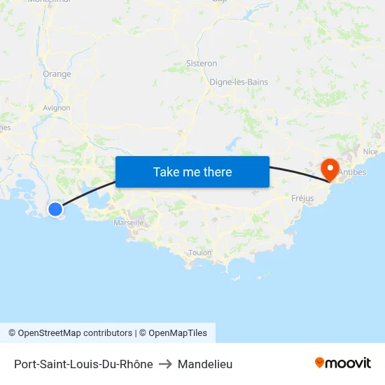 Port-Saint-Louis-Du-Rhône to Mandelieu map