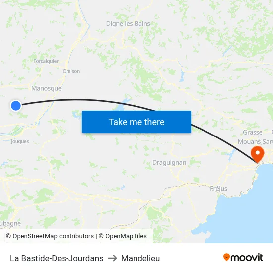 La Bastide-Des-Jourdans to Mandelieu map