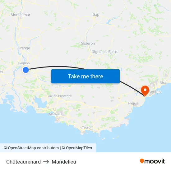 Châteaurenard to Mandelieu map