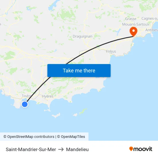 Saint-Mandrier-Sur-Mer to Mandelieu map