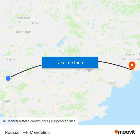 Rousset to Mandelieu map