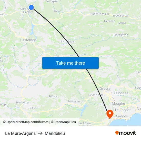 La Mure-Argens to Mandelieu map
