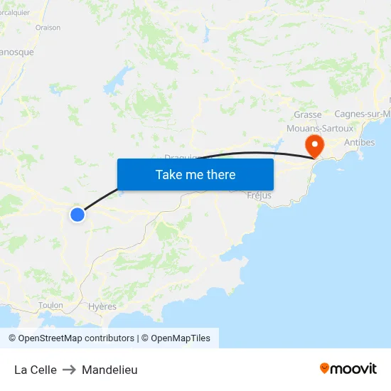 La Celle to Mandelieu map