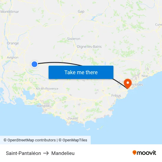 Saint-Pantaléon to Mandelieu map