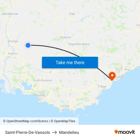 Saint-Pierre-De-Vassols to Mandelieu map