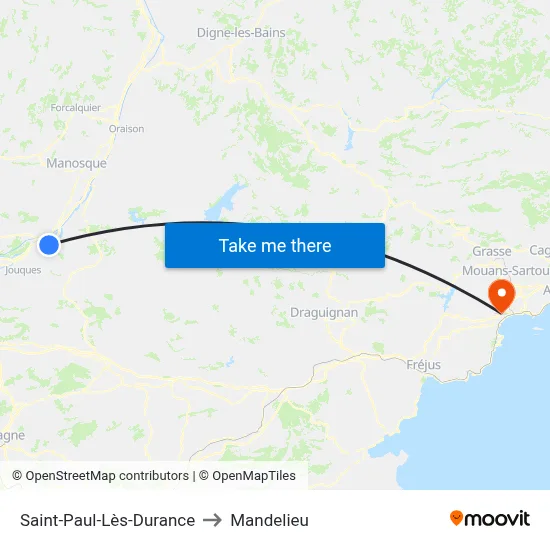 Saint-Paul-Lès-Durance to Mandelieu map