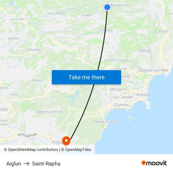 Aiglun to Saint-Rapha map