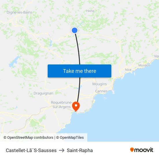 Castellet-Lã¨S-Sausses to Saint-Rapha map