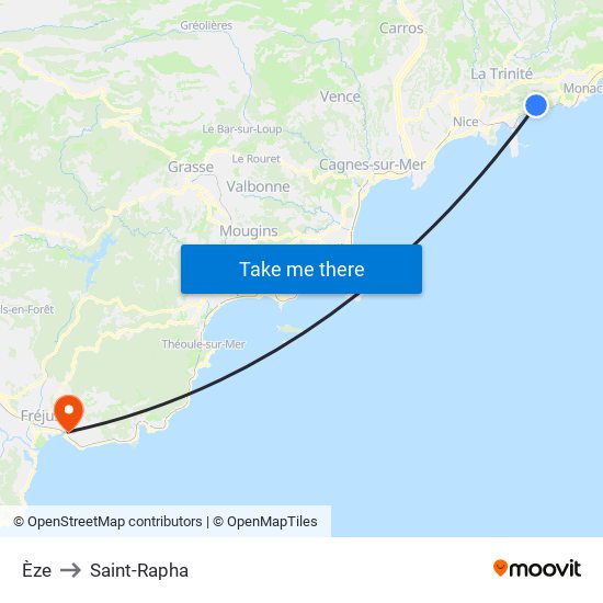 Èze to Saint-Rapha map
