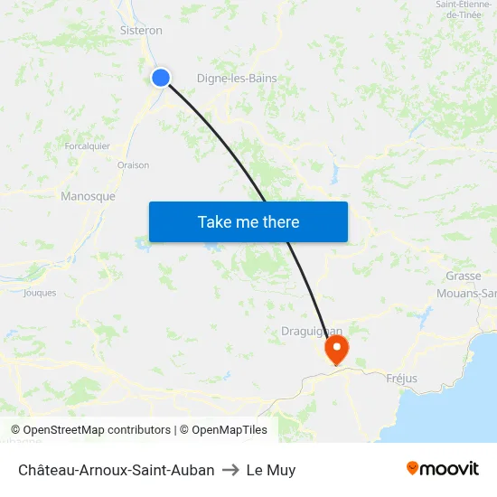 Château-Arnoux-Saint-Auban to Le Muy map