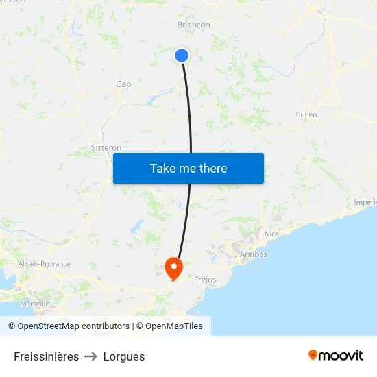 Freissinières to Lorgues map