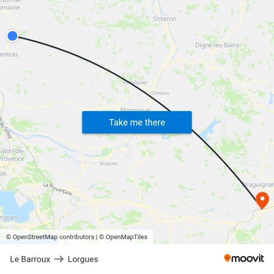 Le Barroux to Lorgues map