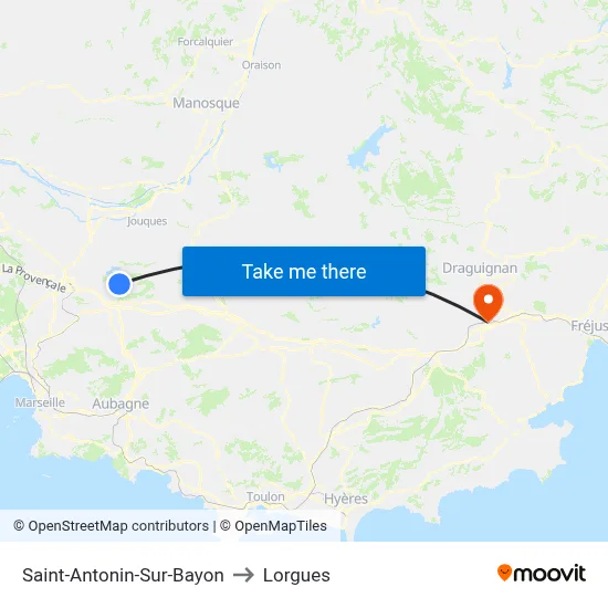 Saint-Antonin-Sur-Bayon to Lorgues map