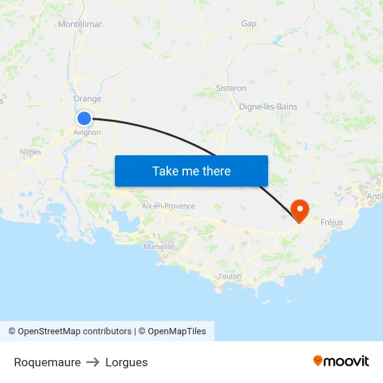 Roquemaure to Lorgues map