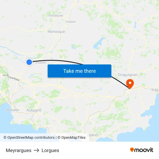 Meyrargues to Lorgues map