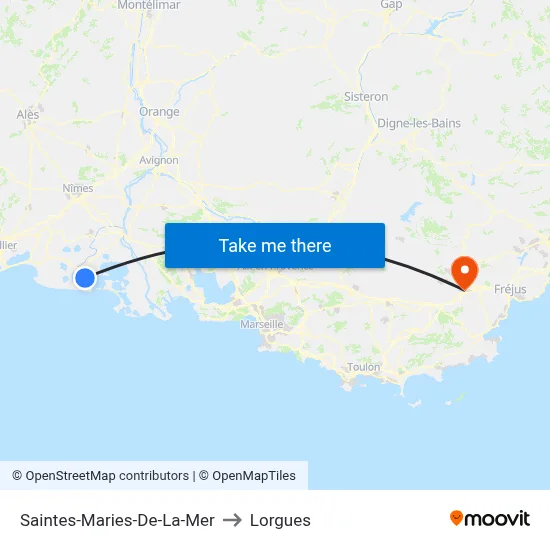 Saintes-Maries-De-La-Mer to Lorgues map