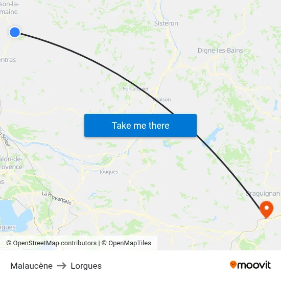 Malaucène to Lorgues map