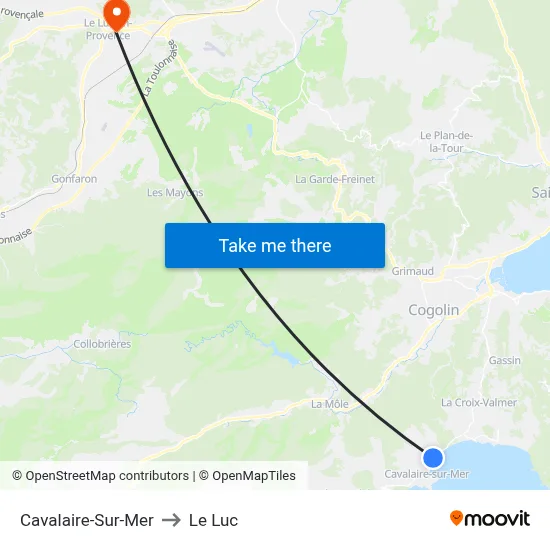 Cavalaire-Sur-Mer to Le Luc map