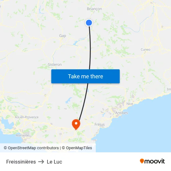 Freissinières to Le Luc map