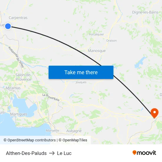 Althen-Des-Paluds to Le Luc map