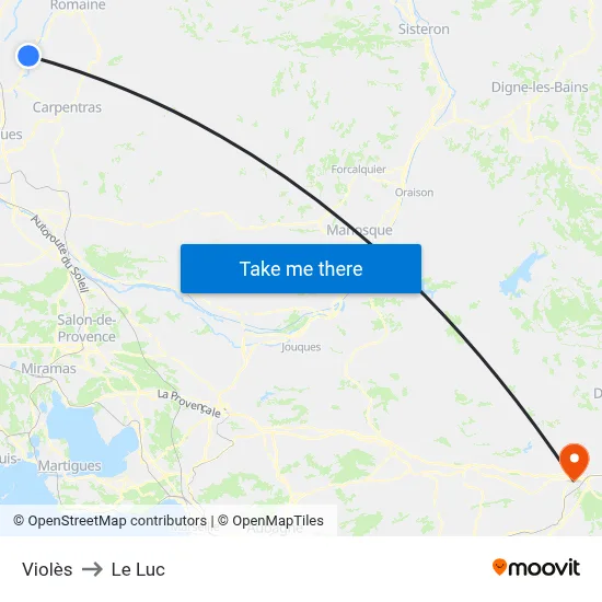 Violès to Le Luc map