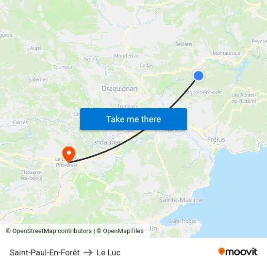 Saint-Paul-En-Forêt to Le Luc map