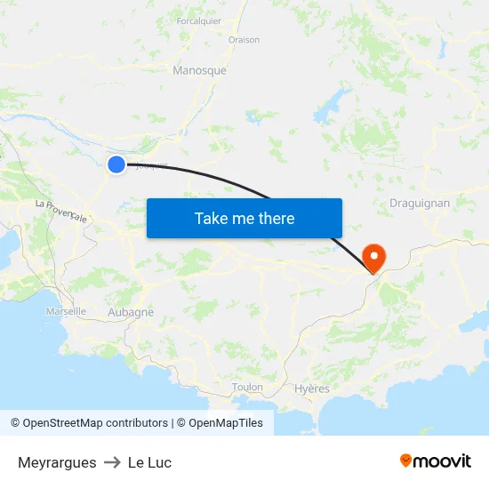 Meyrargues to Le Luc map