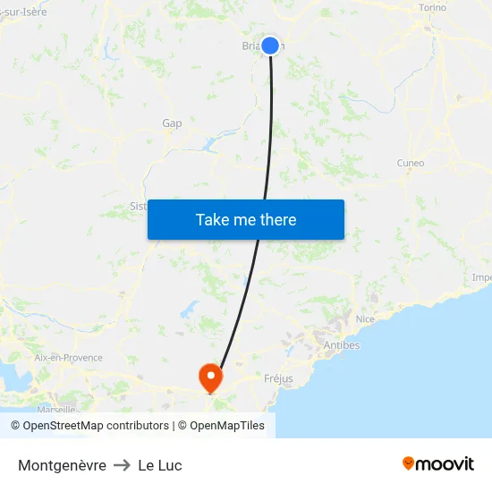 Montgenèvre to Le Luc map