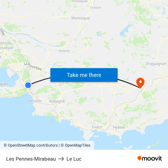 Les Pennes-Mirabeau to Le Luc map
