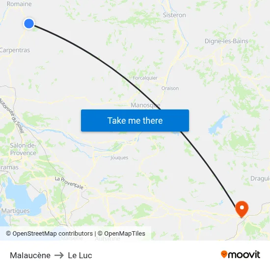Malaucène to Le Luc map