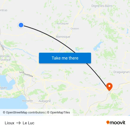 Lioux to Le Luc map