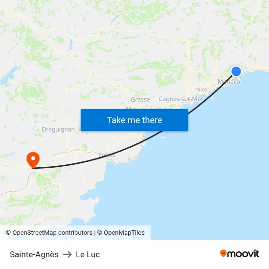 Sainte-Agnès to Le Luc map