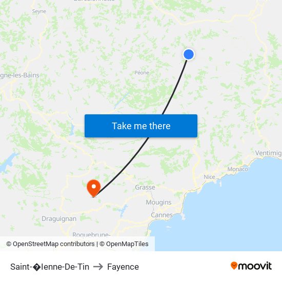 Saint-�Ienne-De-Tin to Fayence map